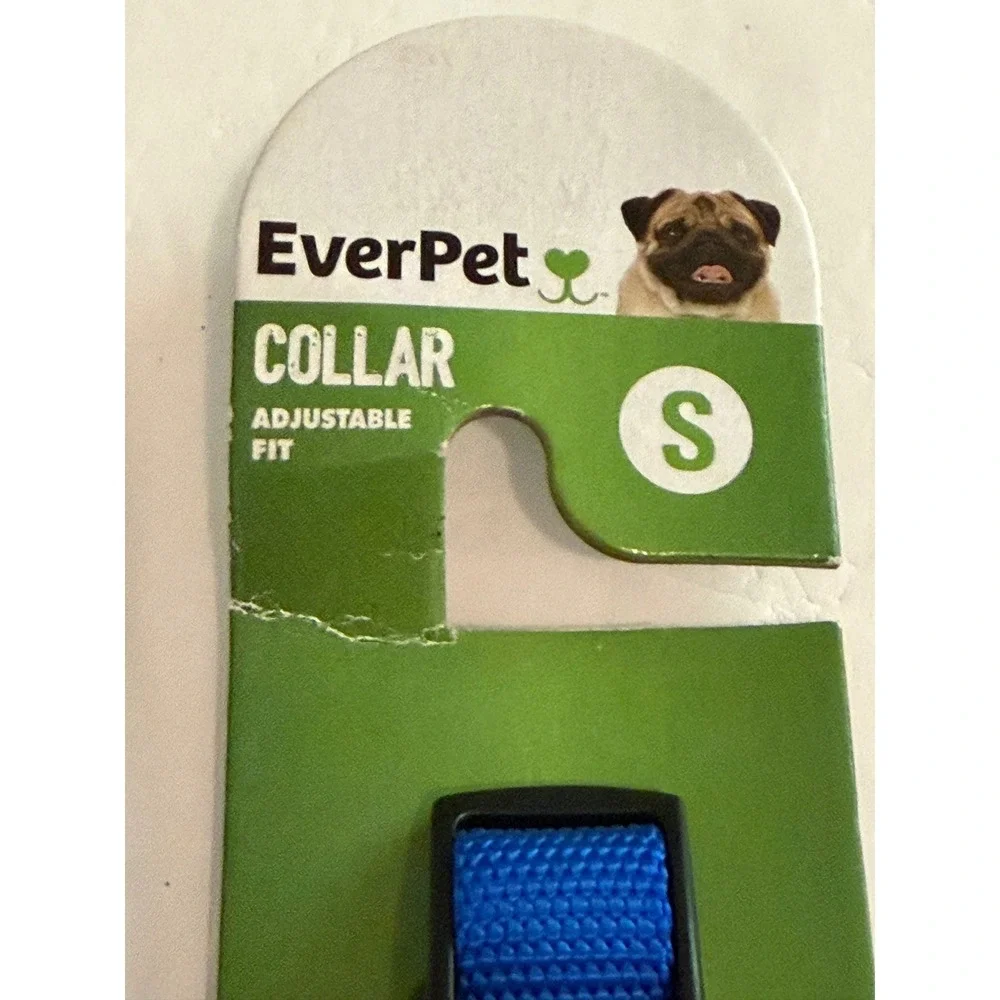 EverPet Blue Adjustable Dog Collar Small 15.75 Inch Nylon Buckle C0095
